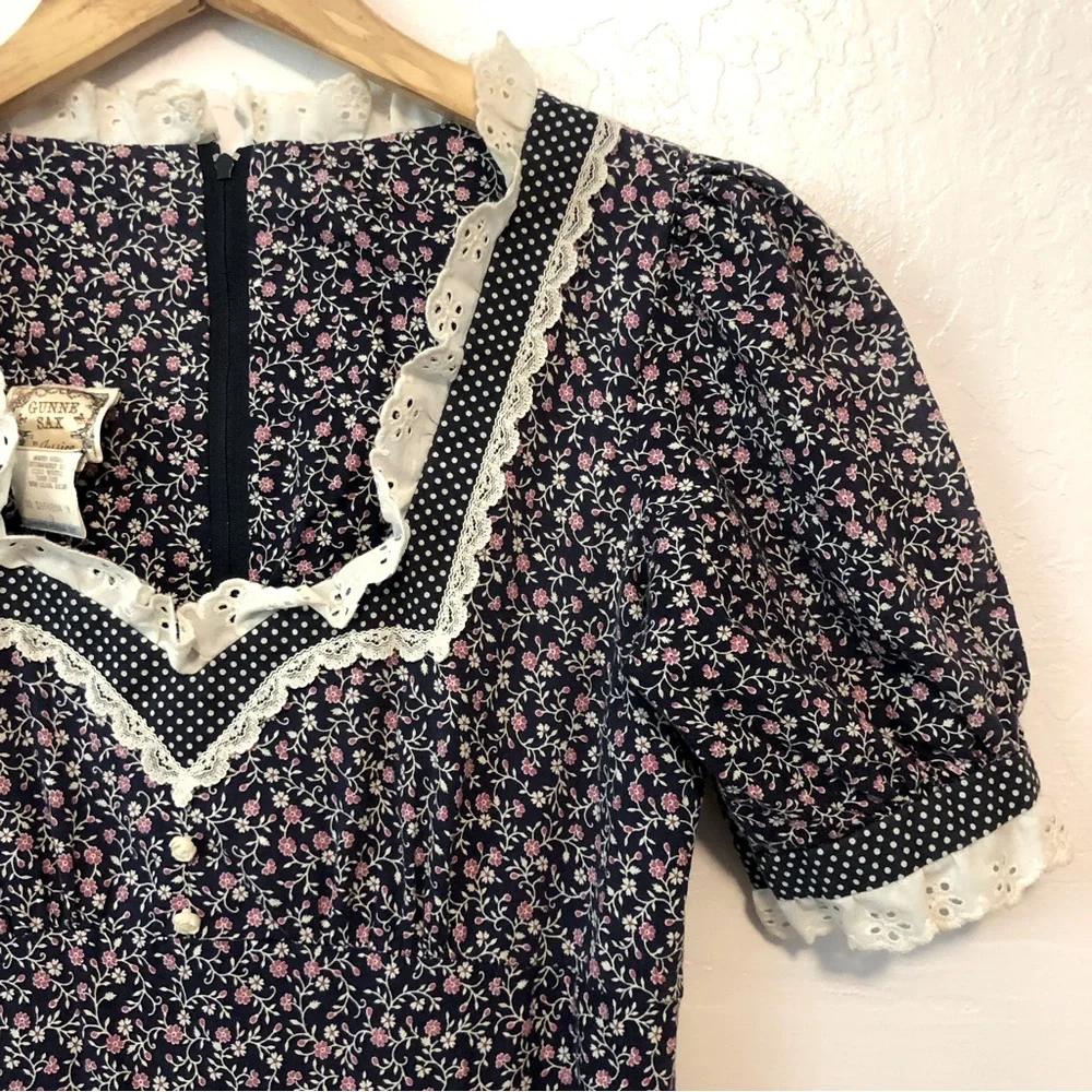 RARE Gunne Sax Jessica McLintock Vintage Prairie Dress - Picture 2 of 5